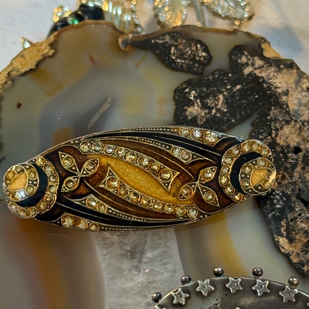 Vintage art deco pin, antique by trombone clasp